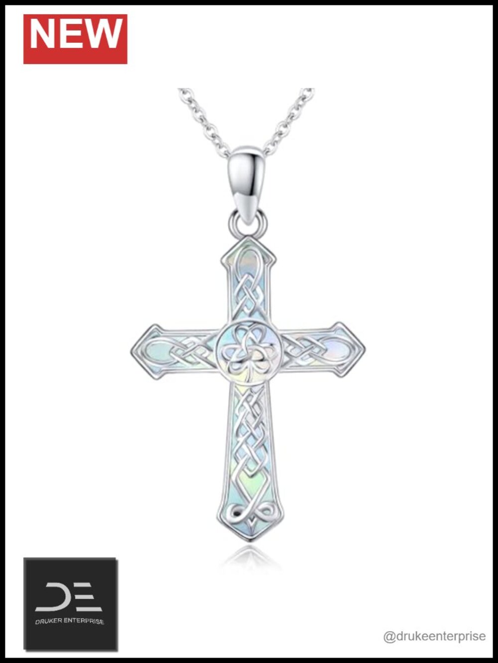 925 Sterling Silver Celtic Irish Cross Pendant Necklace for Women Faith Jewelry